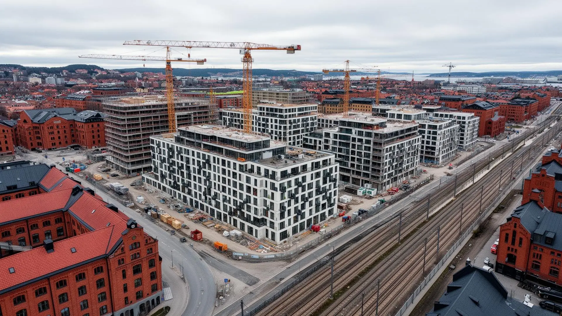 JM Gamlestaden, flygfoto över utvecklingsprojektet
