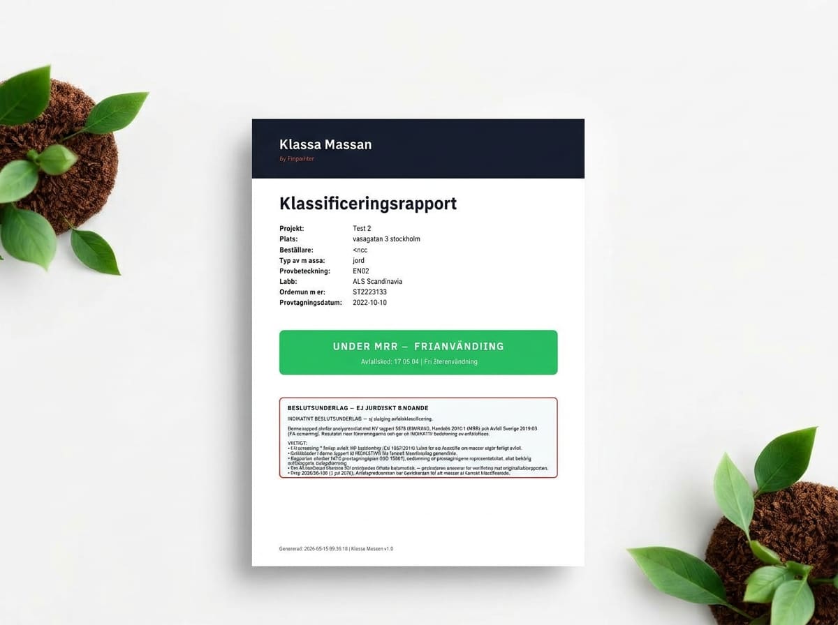 Exempel på Klassa Massan PDF-rapport