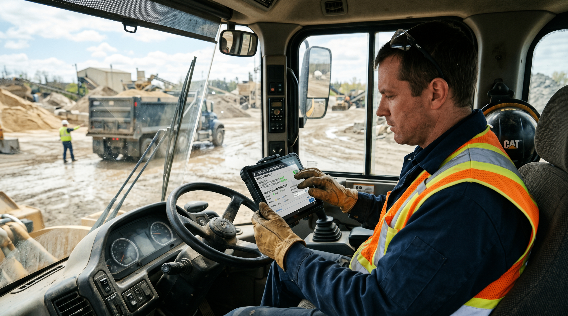 Project manager with a tablet on a Swedish construction site